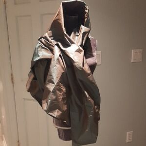 pinto*COMO ITALY🇮🇹TAFFETA Metallic Brown/Green Wrap Shawl OVERRSIZED 76" X 27"